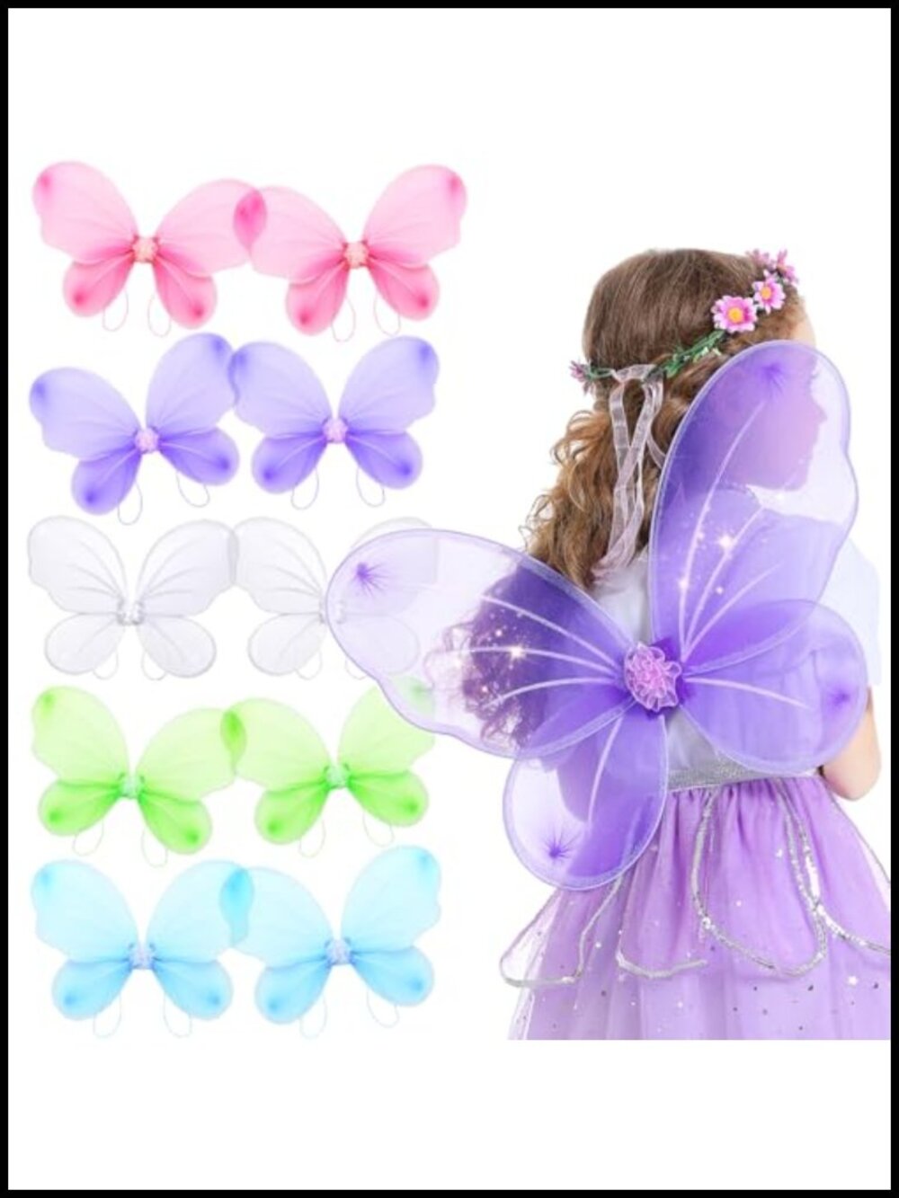 Fairy Wings for Girls Costume Dress Up Party Halloween Pretend Play - Picture 1 of 5